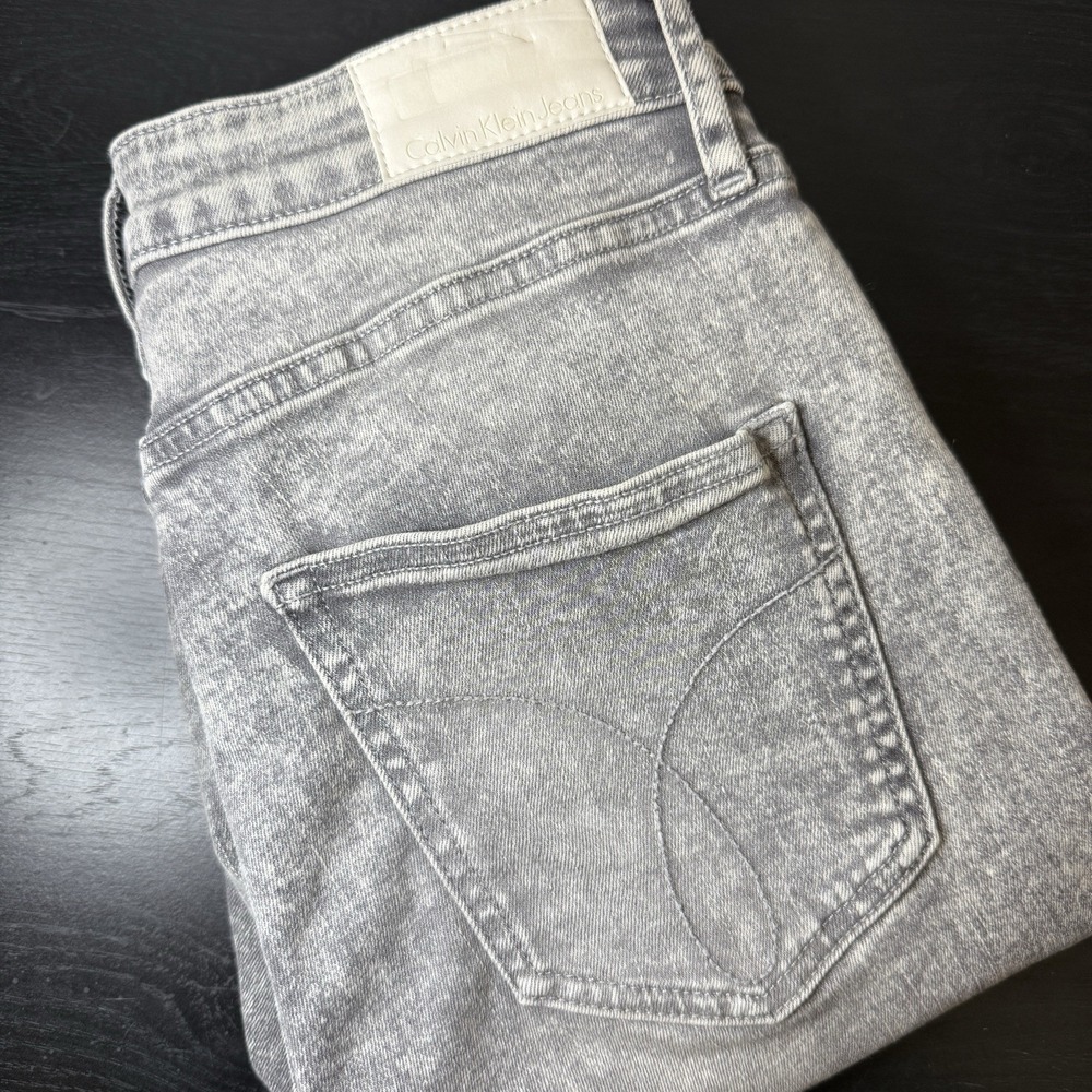Calvin Klein High Rise Ankle Skinny Acid Wash Gray Jeans‎ Womens 29 Fits 29x28